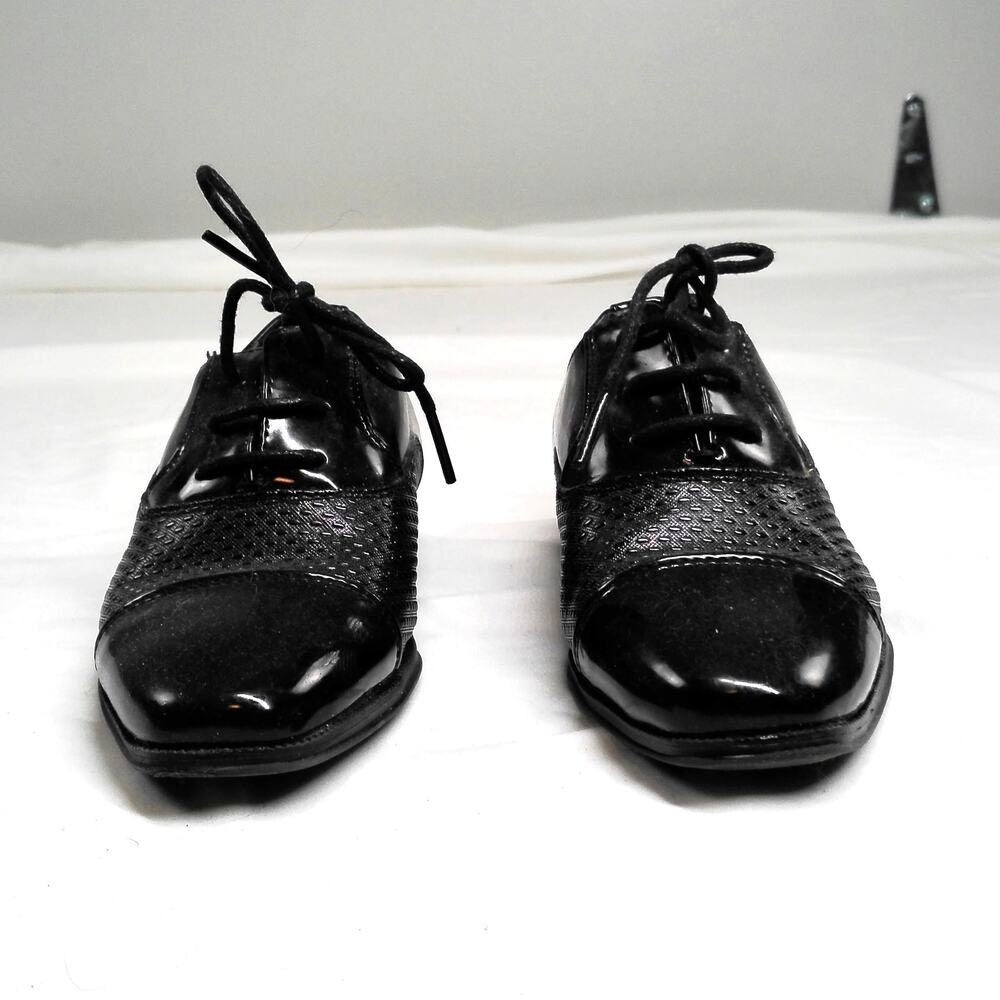 Robertdavid Boys 12M Black Cap Toe Oxford Dress Shoes Formal Wedding Church